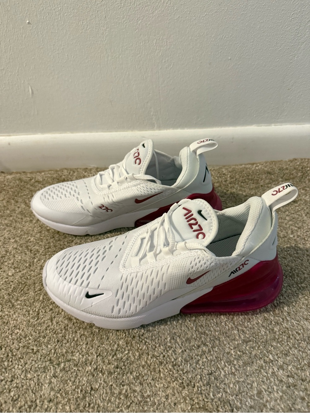 Nike Kids' Air Max 270 White and Pink Casual Shoes